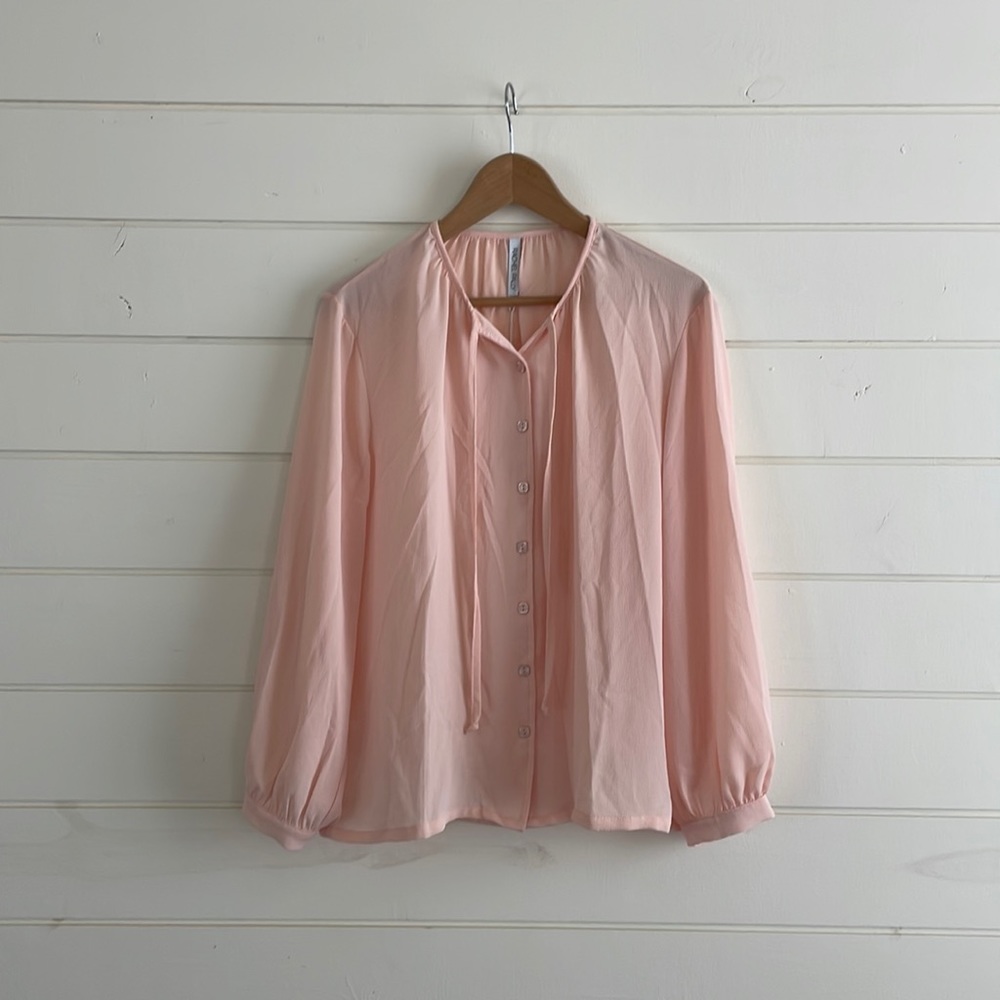 Rachel Pally Button Front Tie Neck Blouse size M